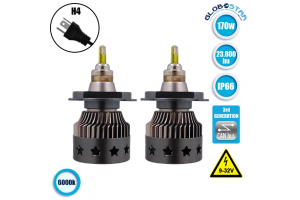 H4 360° LED Extreme KIT Βασικού Φωτισμού 3rd Generation Can Bus 170 Watt 23800 Lumen DC 9-32 Volt 6000k GloboStar 82062