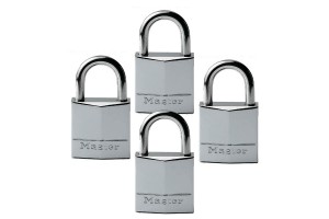 Masterlock Σετ 4 μπρούτζινα, Επινικελωμένα Λουκέτα Με Λαιμό Inox, Masterlock Σετ 4 μπρούτζινα, Επινικελωμένα Λουκέτα Με Λαιμό Inox,