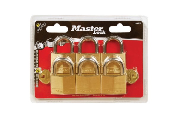 Masterlock Σετ 6 Λουκέτα Μπρούτζινα 40mm Με Ίδιο κλειδί,