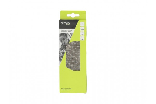 Dresco Αλυσίδα Ποδηλάτου 1/2 "x3/32" 116 Links 6 Ταχυτήτων City Hub Gear/ 6 Speed 116 links(5251406)