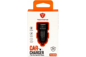 Φορτιστής Αναπτήρα Αυτοκινήτου Technovo TN-B006 Με 2 Θύρες Usb 12-24V 2.4A Μαύρος 1 Τεμάχιο