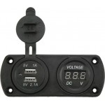 Φορτιστής Αναπτήρα Αυτοκινήτου Και Battery Check (Βολτόμετρο) Με 2 Usb 5V 1A Μαύρος1 Τεμάχιο Φορτιστής Αναπτήρα Αυτοκινήτου Και Battery Check (Βολτόμετρο) Με 2 Usb 5V 1A Μαύρος1 Τεμάχιο