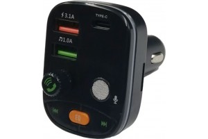 Fm Transmitter ΡL-653 Με Bluetooth, 2 Usb Και Οθόνη Lcd Μαύρο 1 Τεμάχιο