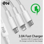 On Mobile Accessories Καλώδιο Usb Φόρτισης 3 Σε 1 Για Lightning Micro Type-c Λευκό On Mobile Accessories Καλώδιο Usb Φόρτισης 3 Σε 1 Για Lightning Micro Type-c Λευκό