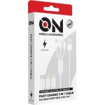 On Mobile Accessories Καλώδιο Usb Φόρτισης 3 Σε 1 Για Lightning Micro Type-c Λευκό On Mobile Accessories Καλώδιο Usb Φόρτισης 3 Σε 1 Για Lightning Micro Type-c Λευκό
