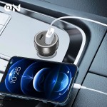 On Mobile Accessories Φορτιστής Αναπτήρα Αυτοκινήτου Με 2 Θύρες Usb Και USB-c 12-24V Μαύρος
