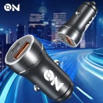 On Mobile Accessories Φορτιστής Αναπτήρα Αυτοκινήτου Με 2 Θύρες Usb Και USB-c 12-24V Μαύρος