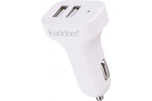 Φορτιστής Αναπτήρα Αυτοκινήτου Για Type-C Earldom ES-131 Με 2 Θύρες Usb 12-24V 2.4A Λευκός 1 Τεμάχιο