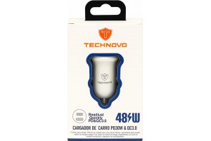 Φορτιστής Αναπτήρα Αυτοκινήτου Technovo TN-B013 Με 1 Θύρα Usb Και 1 Θύρα USB-C 12-24V 3A Λευκός 1 Τεμάχιο