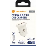 Φορτιστής Αναπτήρα Αυτοκινήτου Technovo TN-B013 Με 1 Θύρα Usb Και 1 Θύρα USB-C 12-24V 3A Λευκός 1 Τεμάχιο Φορτιστής Αναπτήρα Αυτοκινήτου Technovo TN-B013 Με 1 Θύρα Usb Και 1 Θύρα USB-C 12-24V 3A Λευκός 1 Τεμάχιο