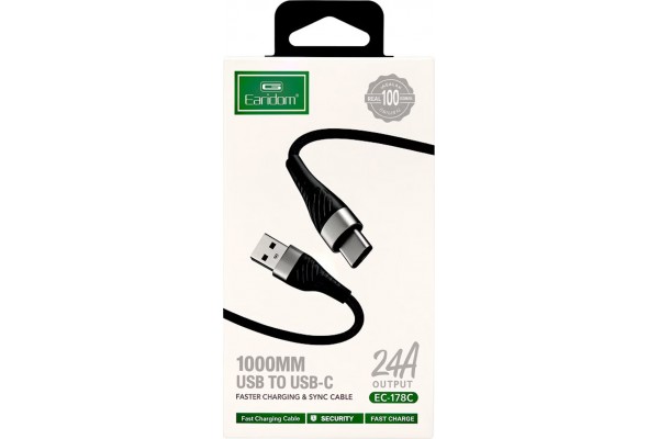 Καλώδιο Usb Φόρτισης Και Μεταφοράς Δεδομένων Για Type-C Earldom EC-178C Μαύρο 1m 1 Τεμάχιο