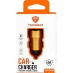 Φορτιστής Αναπτήρα Αυτοκινήτου Technovo TN-B006 Με 2 Θύρες Usb 12-24V 3A Χρυσό 1 Τεμάχιο