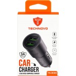 Φορτιστής Αναπτήρα Αυτοκινήτου Technovo TN-B006 Με 2 Θύρες Usb 12-24V 3A Χρυσό 1 Τεμάχιο