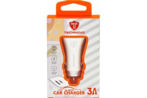 Φορτιστής Αναπτήρα Αυτοκινήτου Technovo TN-B010 Με 1 Θύρα Usb Και 1 Θύρα USB-C 12-24V 3A Λευκός 1 Τεμάχιο