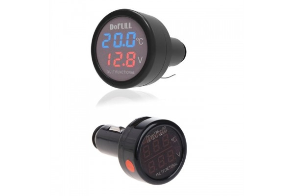 Auto Gs Ψηφιακό Βολτόμετρο / Θερμόμετρο Αυτοκινήτου με Θύρα Φόρτισης USB