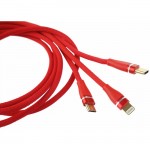 AMiO Braided USB to Lightning / Type-C / micro USB Cable Κόκκινο 1.2m