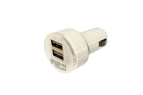 Φορτιστής Αναπτήρα Αυτοκινήτου Με 2 Usb Λευκός 1 Τεμάχιο