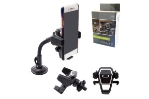 Βάση Κινητού Με Βεντούζα Και Αεραγωγού Μαύρη-Ασημί 1 Τεμάχιο