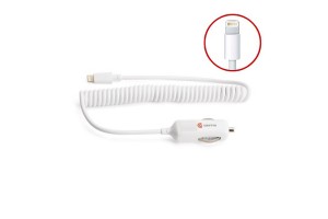 Φορτιστής Αυτοκινήτου Για Iphone Σπιράλ Λευκός 1 Τεμάχιο