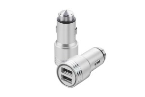 Φορτιστής Αναπτήρα Αυτοκινήτου Με 2 Usb Ασημί 1 Τεμάχιο