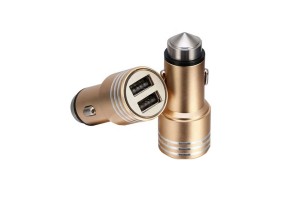 Φορτιστής Αναπτήρα Αυτοκινήτου Με 2 Usb Χρυσαφί 1 Τεμάχιο