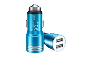 Φορτιστής Αναπτήρα Αυτοκινήτου Με 2 Usb Γαλάζιος 1 Τεμάχιο
