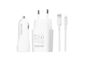 Φορτιστής Αναπτήρα Αυτοκινήτου - Οικίας Για Iphone 0-C1/J1 Λευκός 1 Τεμάχιο