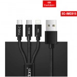 Καλώδιο Usb Φόρτισης Και Μεταφοράς Δεδομένων Earldom EC-IMC015 3 In 1 Black 1.2m 1 Τεμάχιο