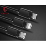 Καλώδιο Usb Φόρτισης Και Μεταφοράς Δεδομένων Earldom EC-IMC015 3 In 1 Black 1.2m 1 Τεμάχιο