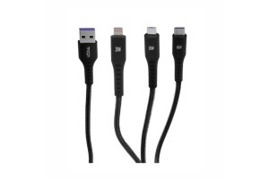 Καλώδιο Usb Φόρτισης Και Μεταφοράς Δεδομένων 3πλό Για Smartphone, Type-C Και Iphone 5A 1Τμχ