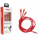 Καλώδιο Usb Φόρτισης Και Μεταφοράς Δεδομένων Amio (02178) 3 In 1 UC-7 3.1A 1.2m 1Τμχ