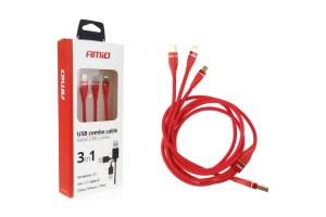 Καλώδιο Usb Φόρτισης Και Μεταφοράς Δεδομένων Amio (02178) 3 In 1 UC-7 3.1A 1.2m 1Τμχ