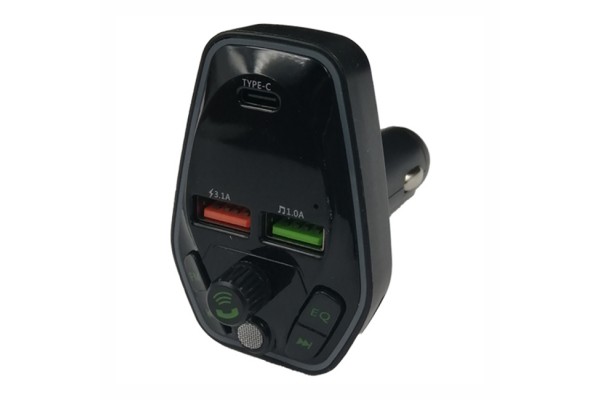 Fm Transmitter ΡL-652 Με Bluetooth, 2 Usb Και Οθόνη Lcd Μαύρο 1 Τεμάχιο