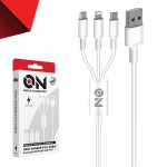 On Mobile Accessories Καλώδιο Usb Φόρτισης 3 Σε 1 Για Lightning Micro Type-c Λευκό On Mobile Accessories Καλώδιο Usb Φόρτισης 3 Σε 1 Για Lightning Micro Type-c Λευκό