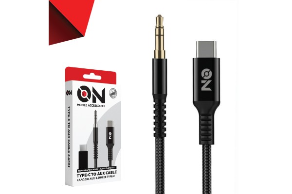 On Mobile Accessories Καλώδιο Aux 3.5mm Σε Type-c Μαύρο On Mobile Accessories Καλώδιο Aux 3.5mm Σε Type-c Μαύρο