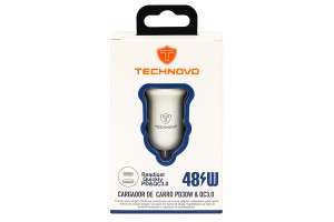 Φορτιστής Αναπτήρα Αυτοκινήτου Technovo TN-B013 Με 1 Θύρα Usb Και 1 Θύρα USB-C 12-24V 3A Λευκός 1 Τεμάχιο