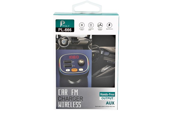 Fm Transmitter ΡL-666 Με Bluetooth, 2 Usb Και Οθόνη Lcd Μαύρο 1 Τεμάχιο Fm Transmitter ΡL-666 Με Bluetooth, 2 Usb Και Οθόνη Lcd Μαύρο 1 Τεμάχιο
