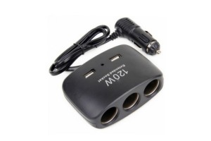 Διακλαδωτής - Πολύμπριζο Αναπτήρα In - Car Τριπλός 12/24V Με 2USB Μαύρος 1Τμχ