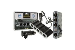 Διακλαδωτής - Πολύμπριζο Αναπτήρα In-Car Wf-4008 Τετραπλός 12/24V Με 2USB 1Τμχ