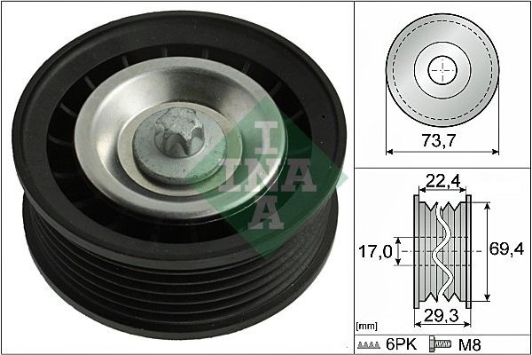 Ina Τροχαλία παρέκκλισης, Ιμάντας poly-V - 532 0784 10