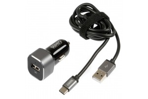 Φορτιστης Αναπτηρα 12/24V Με 1 Usb TYPE-C 3000mA Με Καλωδιο 100cm Fast Charger Silver Line