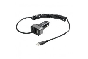 Lampa Φορτιστής Αυτοκινήτου Ασημί 6A με Θύρες: 2xUSB μαζί με Καλώδιο type-C