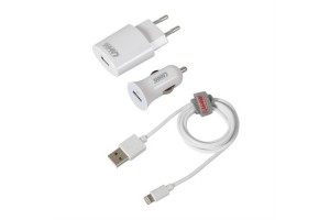 Lampa Apple Lightning Wall & Car Adapter Set Λευκό (38943)