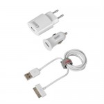 Lampa Καλώδιο Φορτισης / Συγχρονισμού Usb Για Apple 100cm 30pin Με αντάπτορα Usb αναπτήρα 12V/24V Και αντάπτορα 220V L38945