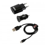 Lampa micro USB Wall & Car Adapter Set Μαύρο (38944)