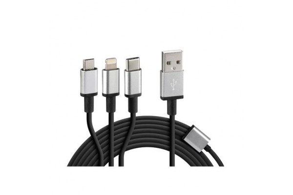 Lampa Regular USB to Lightning / Type-C / micro USB Cable Ασημί 1m (L3884.7/T)