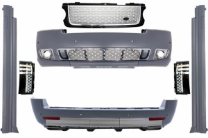 Κιτ Αμαξώματος Κατάλληλο Για Land Range Rover Vogue L322 (2002-2012) Μαύρη Ασημένια Μάσκα Έκδοση Autobiography Design