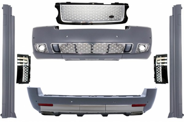 Κιτ Αμαξώματος Κατάλληλο Για Land Range Rover Vogue L322 (2002-2012) Μαύρη Ασημένια Μάσκα Έκδοση Autobiography Design