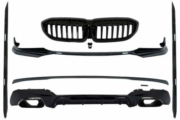 Πλήρες Κιτ Αμαξώματος Με Επεκτάσεις Κατάλληλες Για Bmw Σειρά 3 G20 Sedan G21 Touring (2018-και μετά) M340i Competition Design, Μαύρες Άκρες