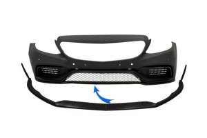 Μπροστινό Χείλος Προφυλακτήρα Κατάλληλο Για Mercedes C-Class W205 S205 A205 C205 (2014-2018) Limousine T-Model Coupe Cabriolet Edition 1 Design Matte Black